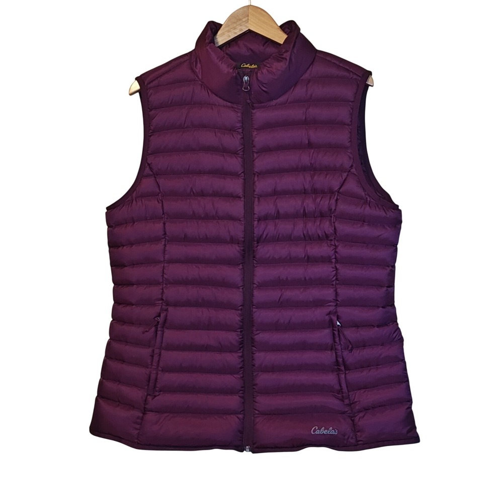 Cabela's Puffer Vest Womens XL Purple Down Fill Full Zip Quilted‎ L19VT170